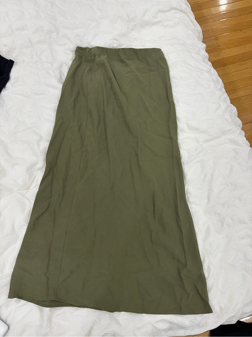 Zara Olive Green Maxi Skirt - Sleek Full-Length Style